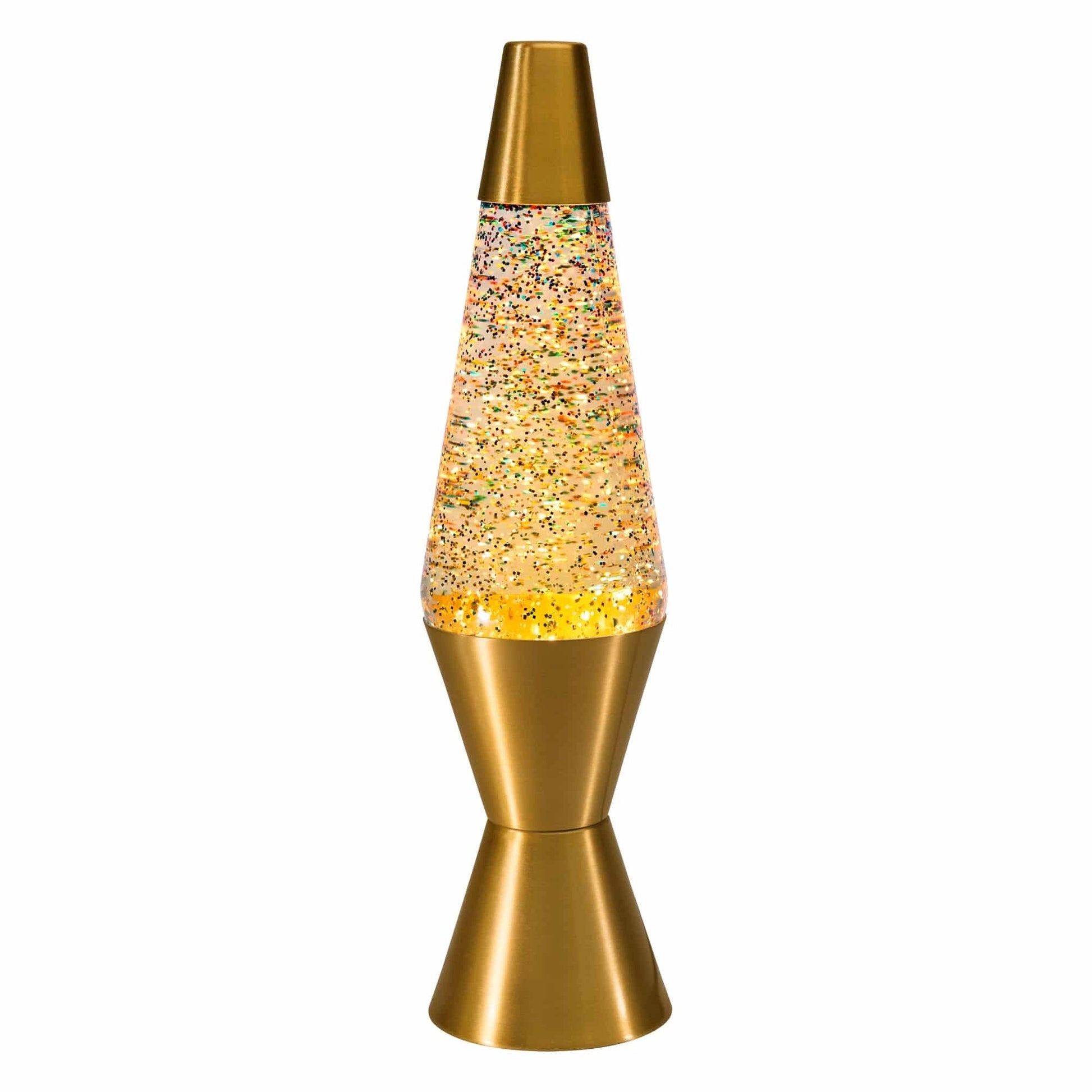 14.5″LAVALampRainbowGlitter–Clear/Gold