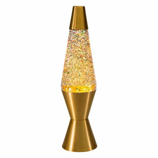 14.5″LAVALampRainbowGlitter–Clear/Gold
